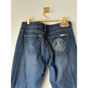 Vintage Y2k Levi’s Signature Low Rise Bootcut Jeans Peace Sign Rhinestone 10 M